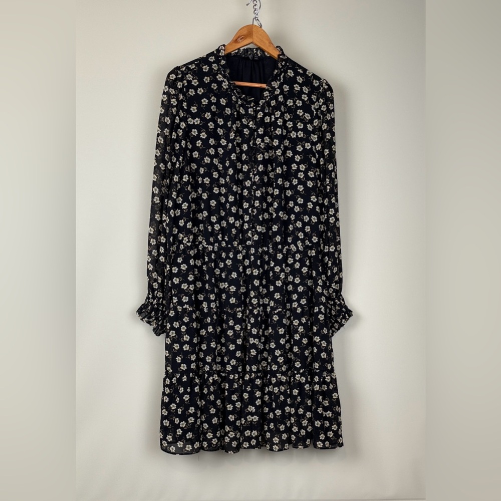 Ever New Black Floral Long Sleeve Dress size 20 - Picture 4 of 13